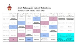 Class Schedule - South Indianapolis - Catholic Schoolhouse